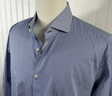 IKE BEHAR - Mens NEW Blue Check Long Sleeve Button Down Dress Shirt ITALY - 17