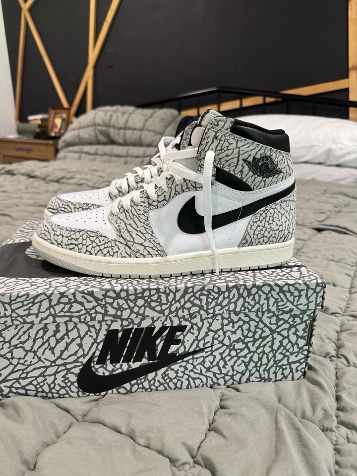 Size 12.5 - Air Jordan 1 Retro OG High White Cement Black White (DZ5485-052) - Image 3 of 4