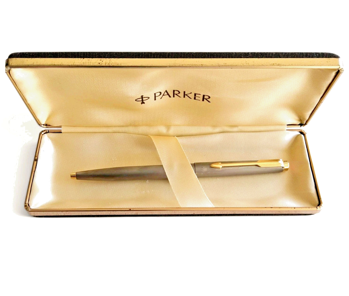 万年筆　PARKER　made in USA Vintage Parker T-1 Titanium & Gold Trim Ballpoint Pen Made