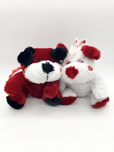 DanDee Collector's Choice Plush 7” Puppy Dogs White & Red Girl Boy Kisses