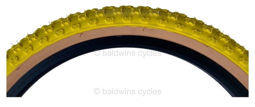 Baldys 16 x 1.75 YELLOW With TAN WALL Kids BMX Mountain Bike TYRE - Picture 4 of 9