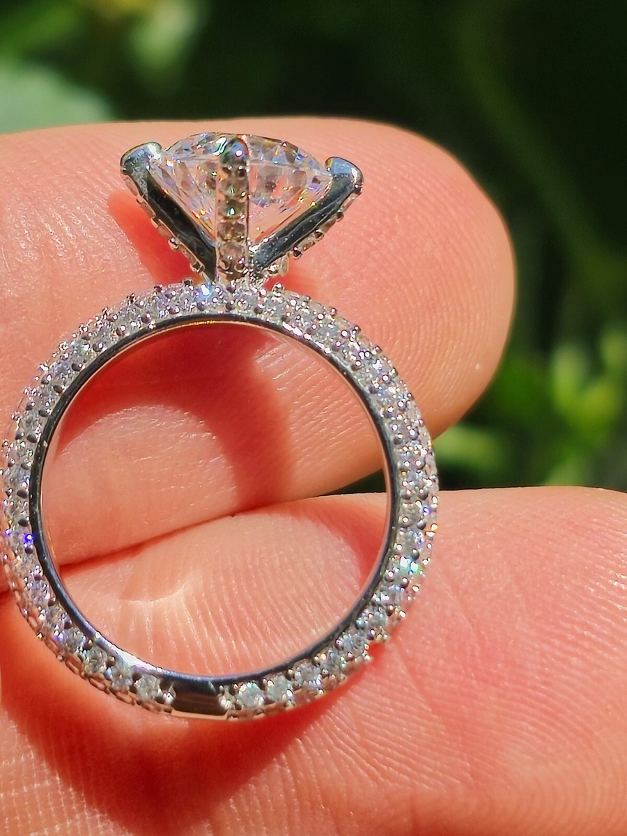 Prong Round Cut Solid S925 Solitaire Simulated Diamond Ring Size