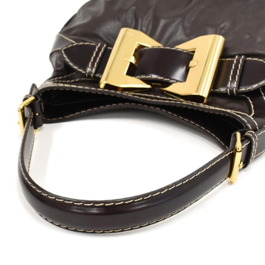 Auth Gucci Handbag Shoulder Bag Queen Hobo 189885 Leather Dark