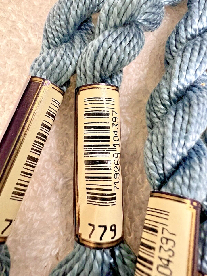 8 MINT Anchor Perle Pearl Cotton #779 Med Blue Embroidery Floss Vintage Skein - Image 2 of 3