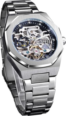 Herrenuhren Automatik Skelettuhr Mechanisch Edelstahl Transparent UK