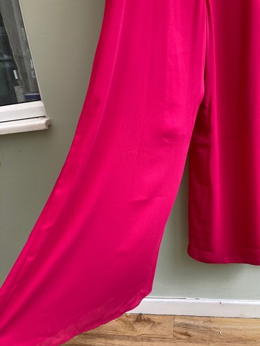 JUMPSUIT UK 16 OVERLAY BY GL/AMOUR STRAPPY PALAZZO WIDE LEG CERISE ORP £79 BNWT - Picture 4 of 4