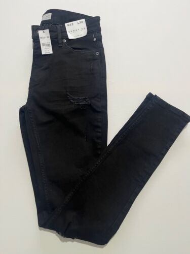 BNWT Topman Waist 32" x Leg 32" Spray on Skinny Black Jeans - Picture 3 of 13