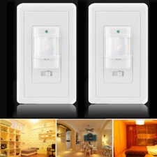 2 Pack Automatic PIR Occupancy Motion Sensor Light Switch Auto On/Off Infrared
