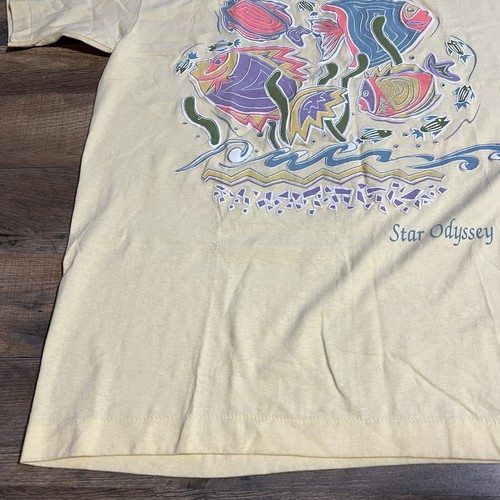 Vintage Star Odyssey Fish T-Shirt Yellow USA Single Stitch Anvil Adult L Large - Picture 7 of 13