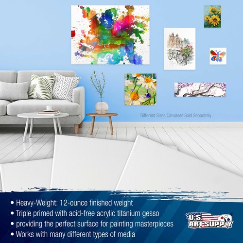 3 Pack of US Art Supply 20" x 30" Acrylic Primed Cotton Duck Stretched Canvas - Bild 4 von 5