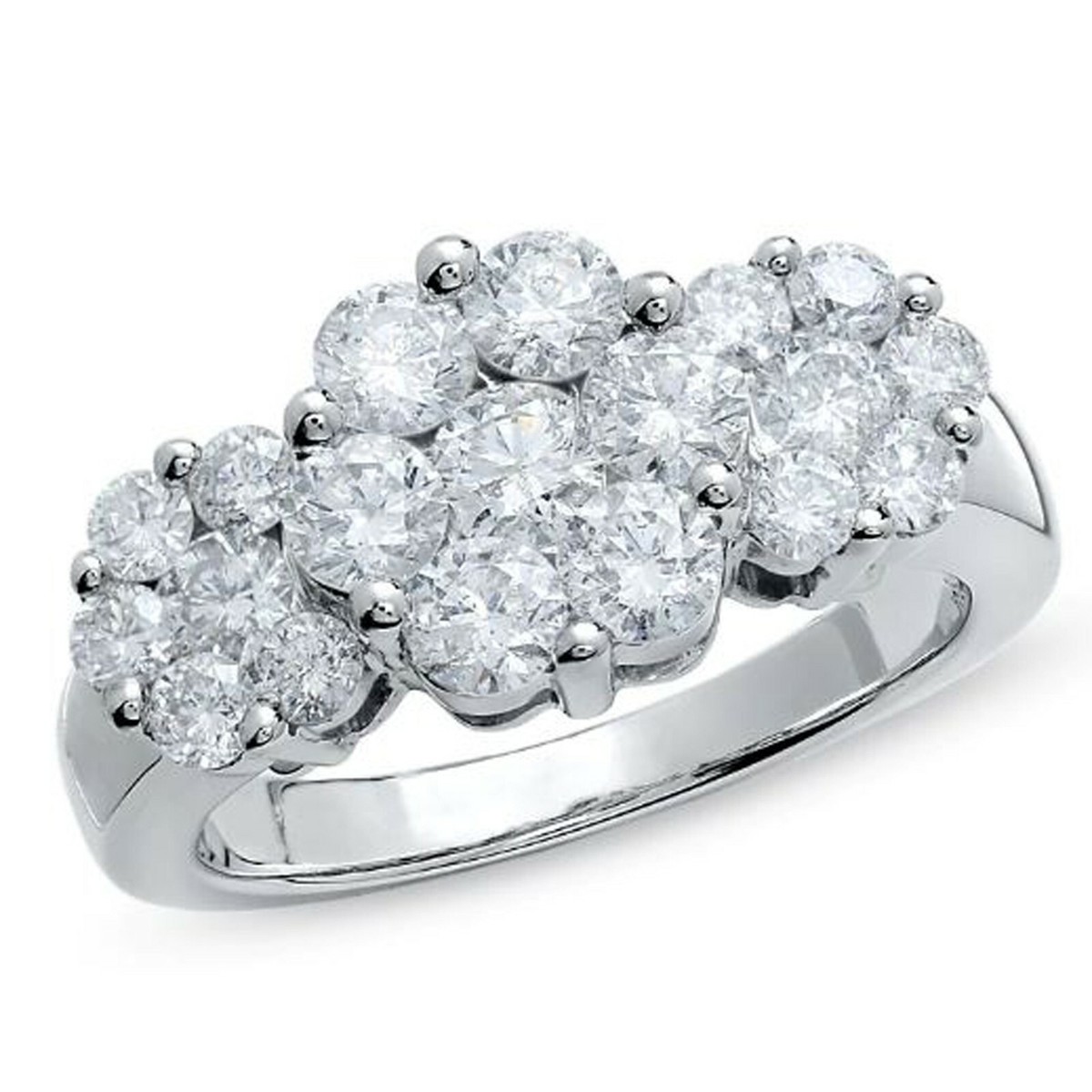 Bague Fiançailles éternité 2.00 Carats Plaqué Or Blanc - Diamant Simulé - Taille Ajustable