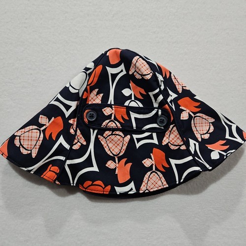 Janie and Jack Navy Orange Tulips Sun Hat Spring Summer Cotton Size 12-24 Months - Picture 2 of 6