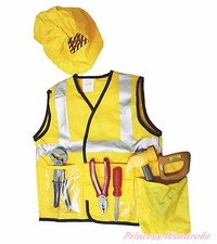 Construction Worker Engineer Kid Child Party Costume Cosplay 7P Uniform SET 3-7Y