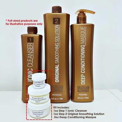 Brazilian Blowout Original Solution Keratin Treatment 1 oz Kit -With Masque