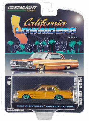 Chase 1990 CHEVROLET CAPRICE CLASSIC LOWRIDER ORANGE 1/64 GREENLIGHT 63030 F