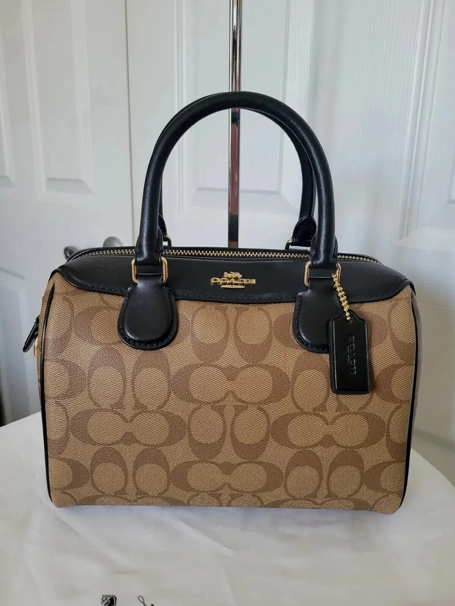 Coach Mini Bennett Satchel Signature Khaki Black - Averand