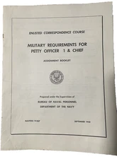 1958 US Navy Military Requirements Petty Officer 1 & Chief Training Book