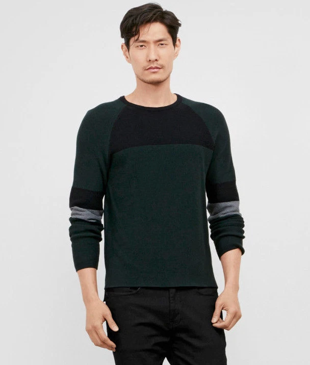 $89 KENNETH COLE NEW YORK Wool-Blend Color Block Sweater Cotton Juniper - XXL
