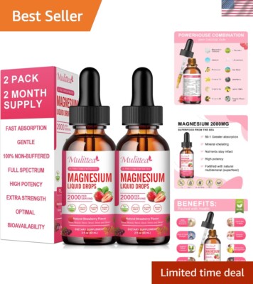 2 Pack Sugar-Free Magnesium Glycinate Liquid, 1000mg for Relaxation & Sleep