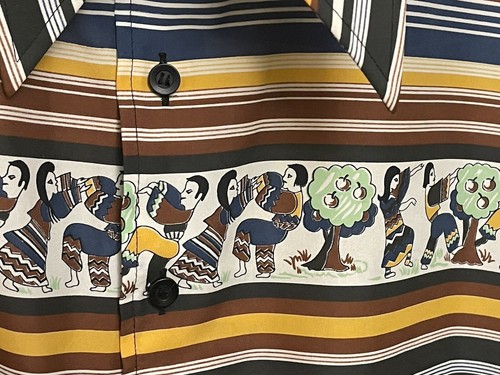 Vintage 70s Landmark Disco Shirt, Dagger Collar Silk Road Graphics Large 16-16.5 - Picture 5 of 8