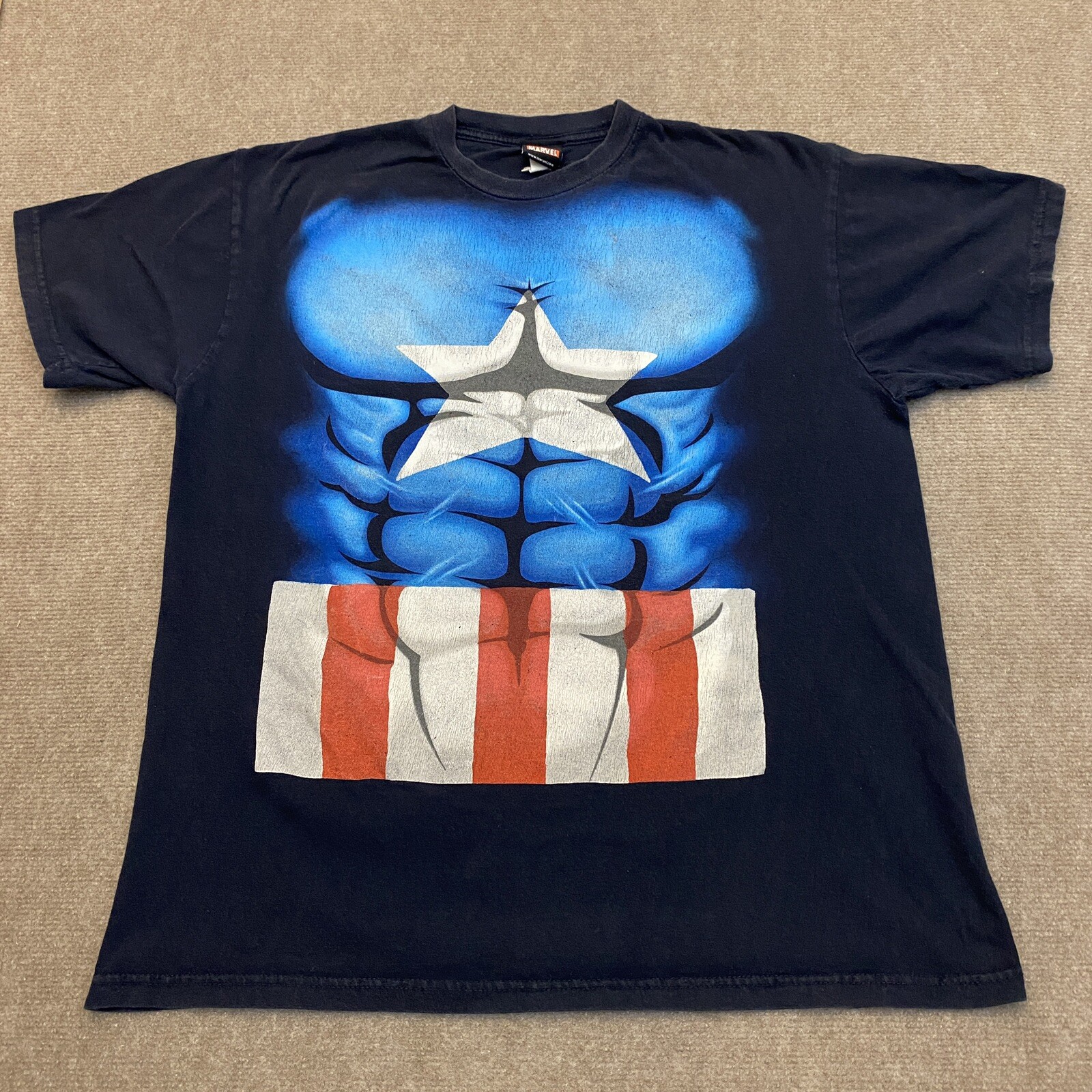Mad Engine Marvel Captain America VTG T Shirt Big Front Graphic Size Large Men's