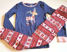 Gymboree Girl 10 Pink Deer Holiday Gymmies Pajamas NWT PJs Winter Red Fair Isle