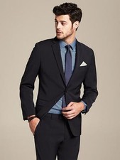 Banana Republic Modern Slim-Fit Navy Wool Suit Jacket, Navy SIZE 44   -969860