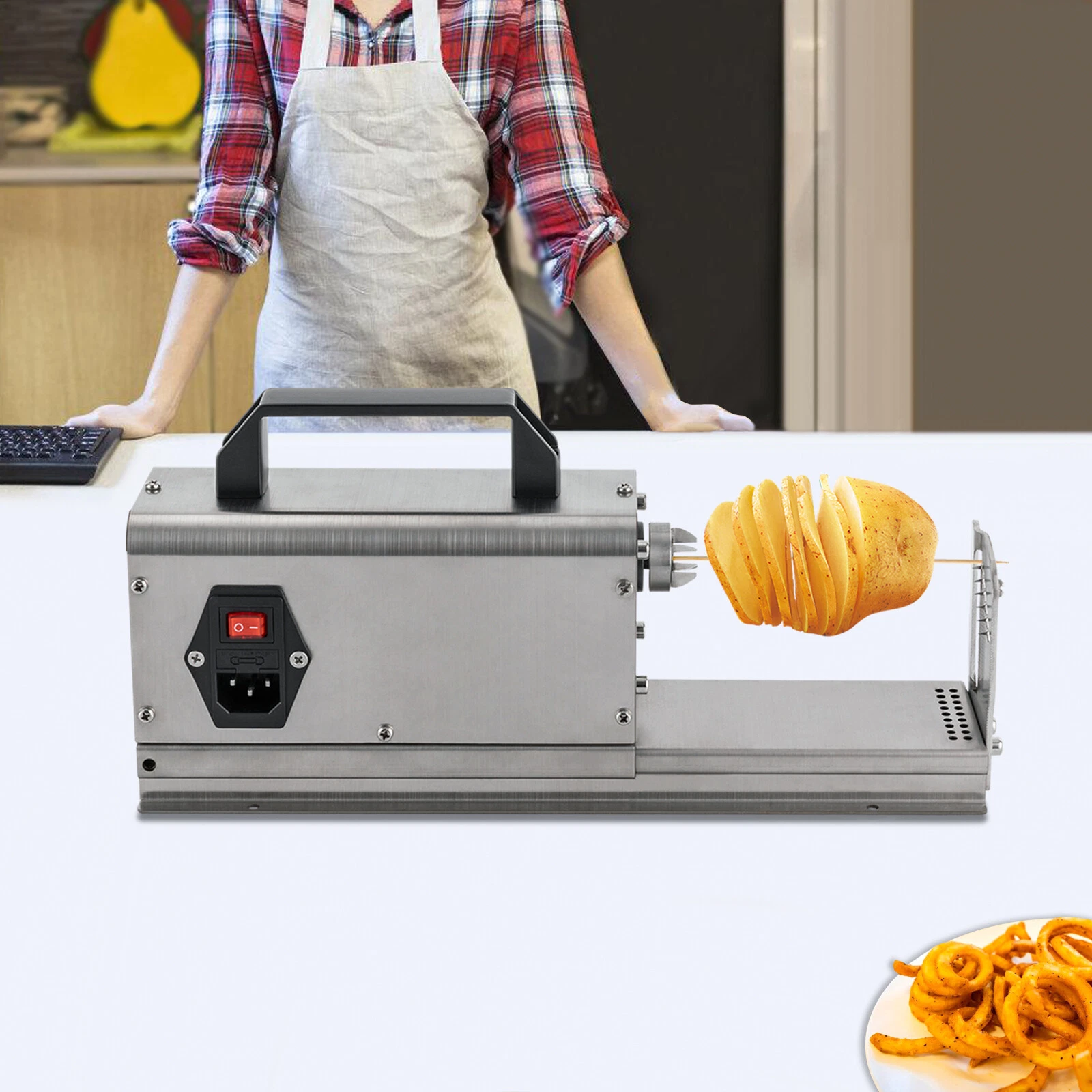 40W Electric Potato Cutter Twister Tomato Slicer Spiral Machine Stainless Steel
