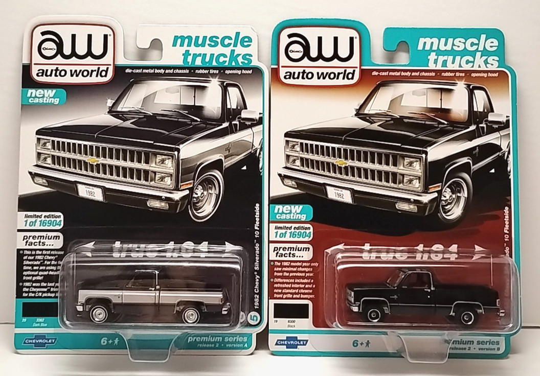 2021 Auto World Muscle Trucks 1982 Chevy Silverado 10 Fleetside 2-Pack