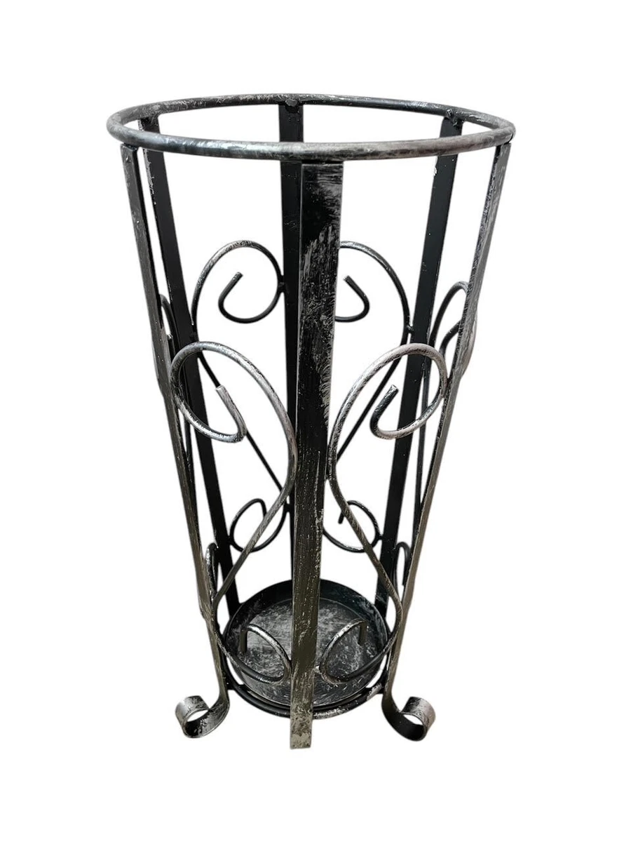 Porta Ombrelli In Ferro Verniciato Zig Zag Quadrato - Grigio Chiaro, 17x17x49 Cm, Elegante