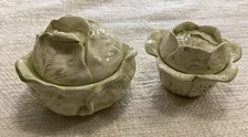2 holland mold vintage green cabbage Ceramic Serving Bowls With Lids