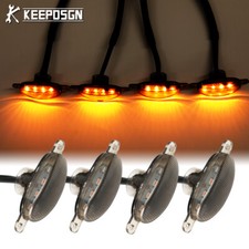 For Toyota Tacoma Tundra Raptor Style 4xSmoke Front Grille Amber 12V LED Lights