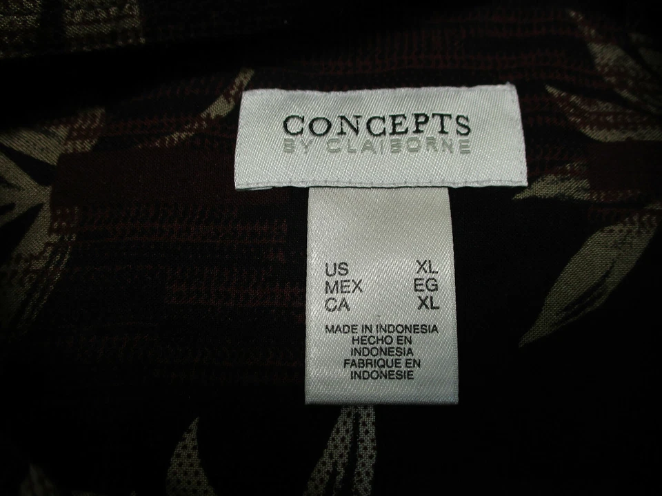 Concepts Button Up Shirt Extra Large Adult Black Red Floral Hawaiian Casual Mens - Image 3 of 4