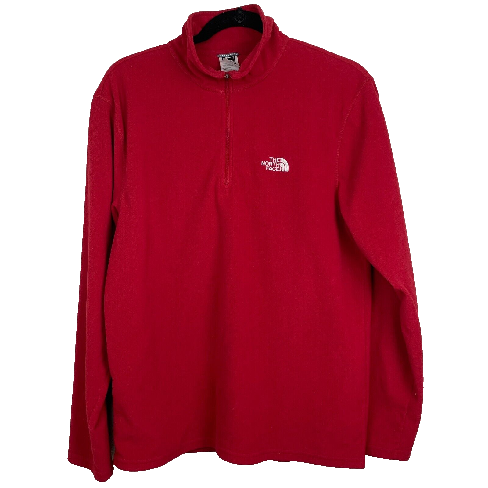 The North Face Men's Medium Red 1/4 Zip Fleece Pullover Casual Sweater  