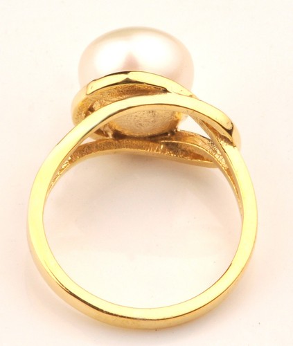 2.00Ct Round Shape 100% Natural Freshwater Pearl Ring In Solid 14KT Yellow Gold - Picture 2 of 13