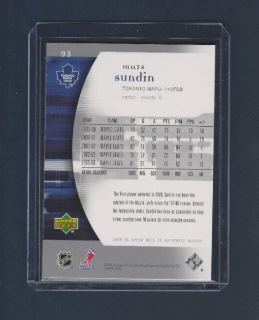 2005-06 Upper Deck SP Authentic # 93 Mats Sundin - Image 2 of 2