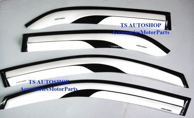 FOR NEW TOYOTA FORTUNER 2011+ 4 DOOR VISOR RAIN WEATHER GUARD WHITE+BLACK V.2