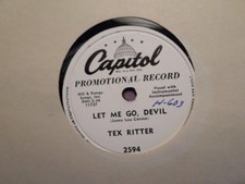 CAPITOL PROMO 78 RECORD 2594/TEX RITTER/LET ME GO,DEVIL/LONG BLACK RIFLE/ EX