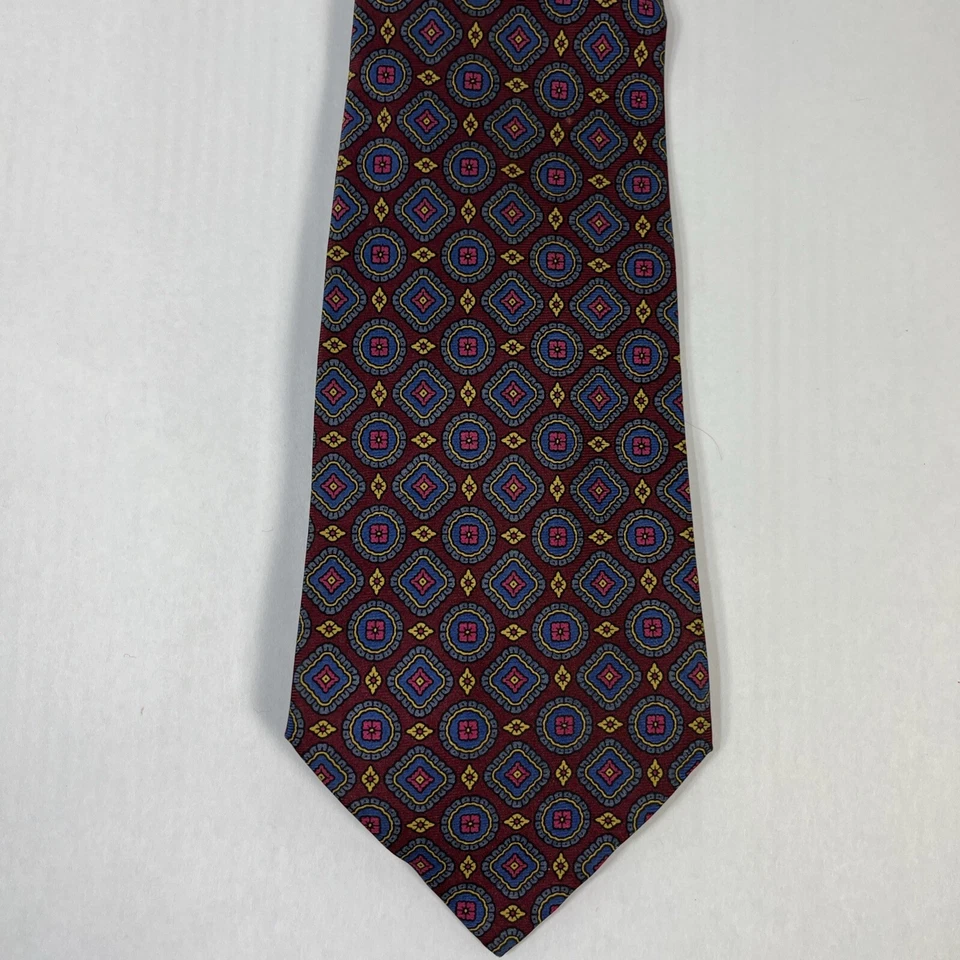 Corbata para hombre Neiman Marcus 3,75 pulgadas de ancho x largo 57 en seda rojo azul dorado Foto 4 de 4