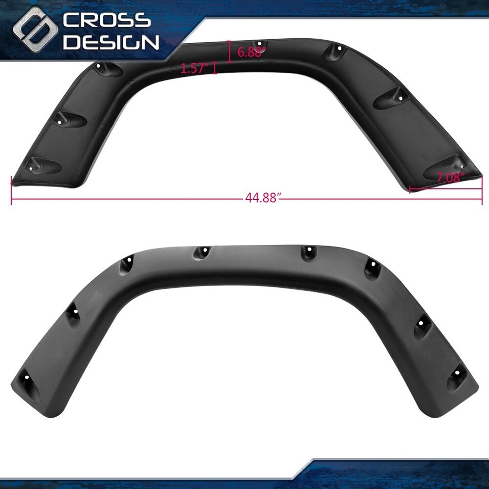 1997-2006 Jeep Wrangler TJ Rivet Style Full Set Fender Flares Black