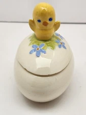 Byron Molds 80's Era Porcelain Egg & Chick Trinket Box-Vintage