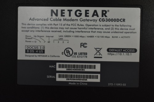 Netgear Comcast Advanced Cable Modem Gateway CG3000DCR Business Class Device - Picture 10 of 10