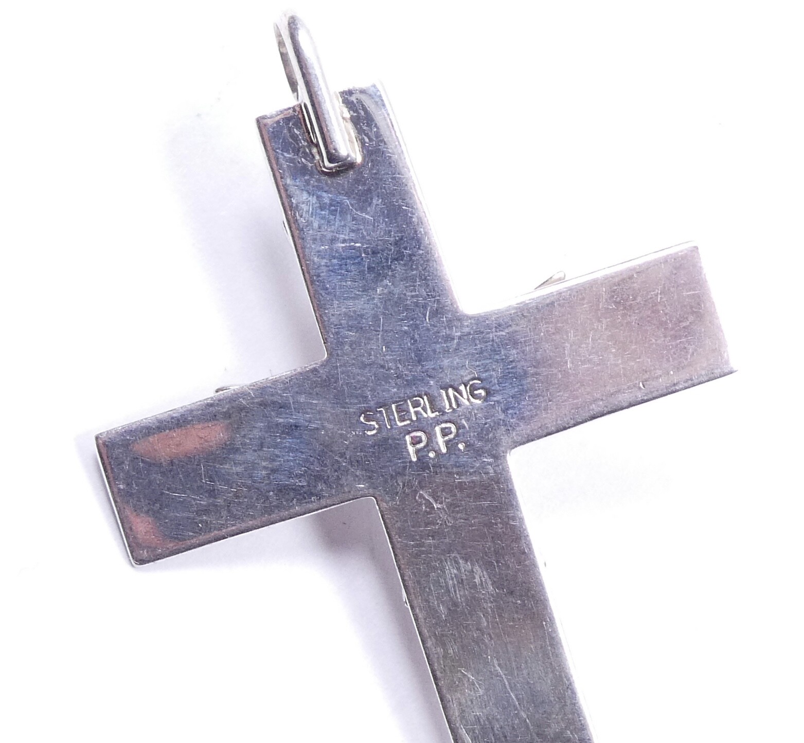 Silver Navajo Lapis Cross Pendant Pat Platero 925 Sterling 5grams Nowa praca wysoka ocena