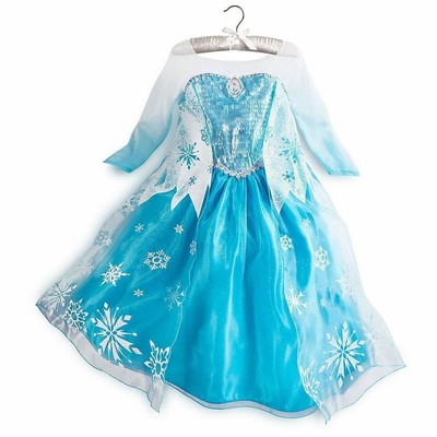 Disney Store Long Cape Frozen Princess Elsa Dress Ice Costume Gown Size  9-10 NEW | eBay