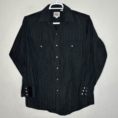 Ely Cattleman Button Up Hemd Medium 15,5/33 Black Pearl Snap Western Cowboy - Bild 1 von 4