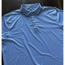 Peter Millar Polo Shirt Men Blue/White Stripe Summer Comfort Golf Performance XL