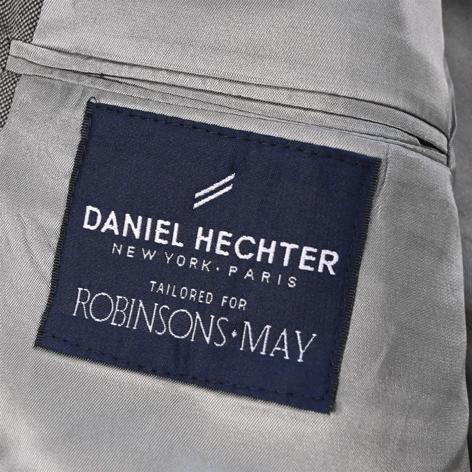 复古美国制造 46R 36x34 棕色灰色鸟眼羊毛男式夹克裤子套装 — 第 4/4 张图片