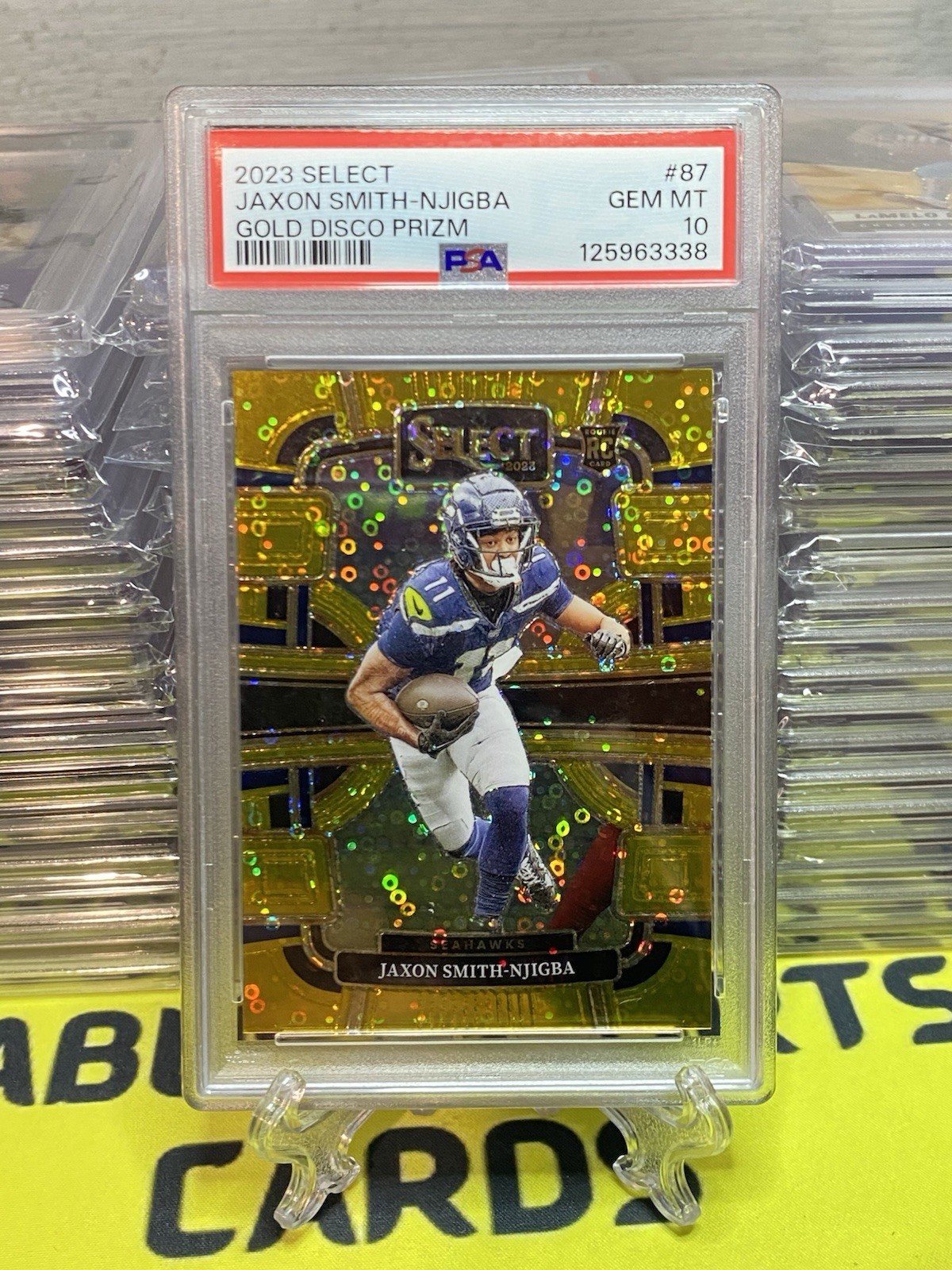 Jaxon Smith-Njigba 2023 Panini Select #87 Gold Disco Prizm Rookie #’d /10 PSA 10