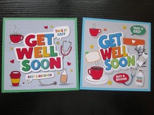 Set of 2 x GET WELL SOON / REST & RECOVER  Hand Made Card  Toppers  Set 2