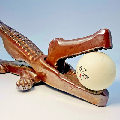 GROSSER KROKODIL ALLIGATOR NUSSKNACKER VINTAGE ORIGINAL ZUM PATENT ANGEMELDET GUSSEISEN